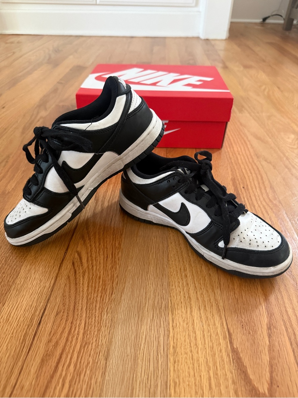 Nike Dunk Low Panda Black White Unisex Sneakers, Big Kids Youth Size 3.5